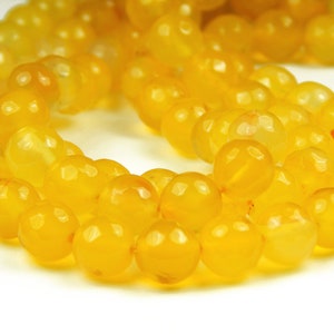 16 inch strand of Yellow Agate faceted round beads 10mm 
