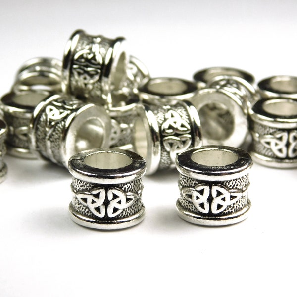 10 Pcs - 10x8mm Antique Silver Spacer Beads - Large Hole - Column - Spacers - Metal Spacer Beads - Jewelry Supplies - Craft Supplies