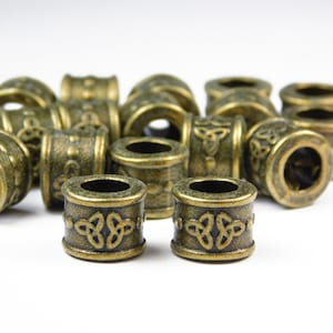 10 Pcs - 10x8mm Antique Bronze Spacer Beads - Large Hole - Column - Spacers - Metal Spacer Beads - Jewelry Supplies - Craft Supplies