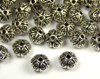 10Pcs Wholesale Antique Silver Tibetan Oval Spacer Beads Jewelry Findings