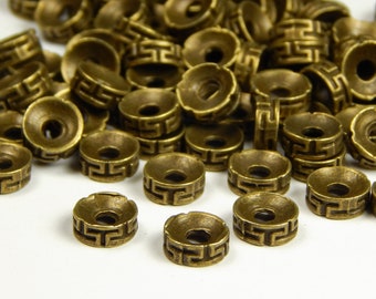 35 Pcs - 7.5x3mm Antique Bronze Spacer Beads - Rondelle - Disc Beads - Spacers - Metal Spacer Beads - Jewelry Supplies