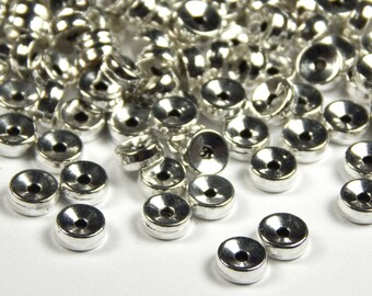 50/100 Pcs - 5x2mm Antique Silver Spacer Beads - Silver Heishi Beads - Disc Spacers - Metal Spacer Beads - Jewelry Supplies - Craft Supplies