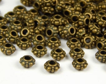 50 Pcs - 6x4mm Antique Bronze Rondelle Spacer Beads - Rondelle - Metal Spacer Beads - Jewelry Supplies - Craft Supplies