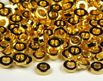 40 Pcs - 6x2mm Gold Metal Spacer Beads - Donut Spacer - Heishi - Spacer Beads - Jewelry Supplies - Craft Supplies
