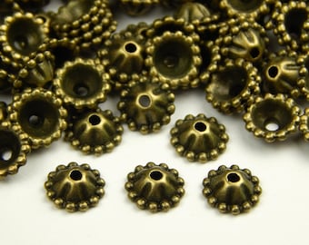 50 Pcs - 8x3mm Antique Bronze Bead Caps - Bead Caps - End Caps - Bronze Bead Caps - Jewelry Supplies - Craft Supplies