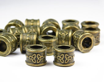 10 Pcs - 10x8mm Antique Bronze Spacer Beads - Large Hole - Column - Spacers - Metal Spacer Beads - Jewelry Supplies - Craft Supplies