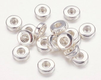 40 Pcs - 6x2mm Silver Metal Spacer Beads - Donut Spacer - Heishi - Spacer Beads - Jewelry Supplies - Craft Supplies