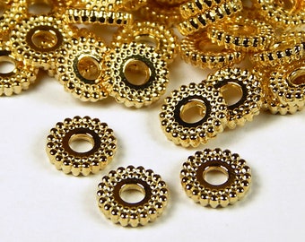 40 Pcs - 8x2mm Gold Tone Spacer Beads - Disc Spacers - Metal Spacer Beads - Jewelry Supplies