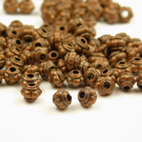 50/100 Pcs - 5x4mm Antique Copper Spacer Beads - Lantern Beads - Metal Spacer Beads - Jewelry Supplies - Craft Supplies