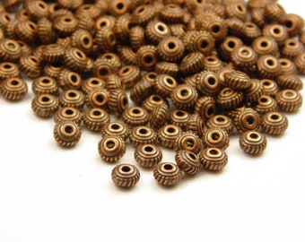 50/100 unidades - Cuentas espaciadoras de cobre de 5 x 3 mm - Bicono - Cuentas de cobre - Cuentas espaciadoras - Materiales para joyería