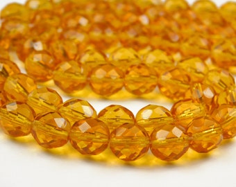 25 Pcs - 8mm Faceted Czech Glass Beads - Topaz - Glass Spacer Beads - Jewelry Supplies - Craft Supplies