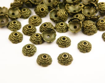 50/100 Pcs - 7x3mm Antique Bronze Bead Caps - Bead Caps - End Caps - Bronze Bead Caps - Jewelry Supplies - Craft Supplies