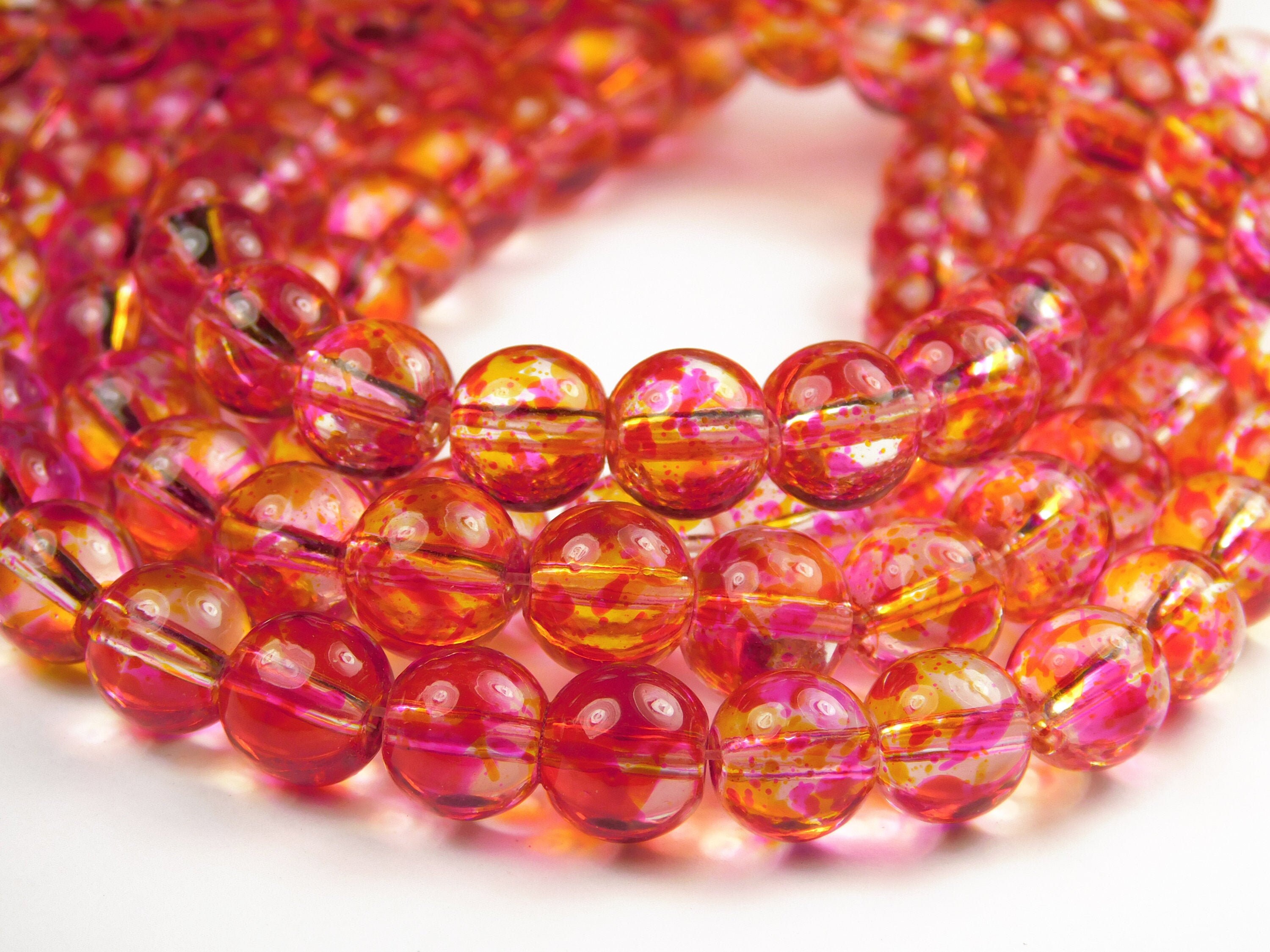Round Faceted Glass Beads Misty Rose 8 MM
