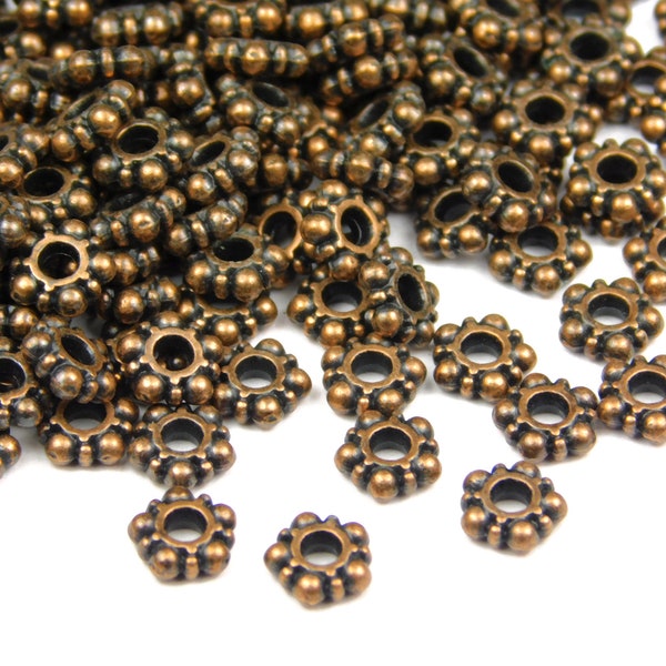 100 Pcs - 5.8x1.5mm Copper Spacer Beads - Daisy Spacer - Metal Spacer Beads - Jewelry Supplies - Craft Supplies