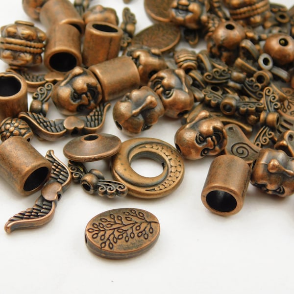 50 Grams - 5mm to 12mm Mixed Size And Shape Antique Copper Spacer Beads - Copper Beads - Metal Spacer Beads - Jewelry Supplies