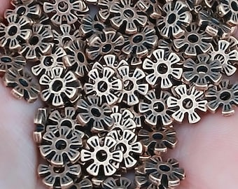 50 Pieces - 8x2mm Antique Copper Flower Spacer Beads - Daisy Beads - Metal Spacer Beads - Jewelry Supplies - Craft Supplies