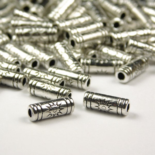 25 Pcs - 9.5x3.5mm Antique Silver Metal Spacer Beads - Sun - Metal Beads - Tube Beads - Column Beads - Spacer Beads - Jewelry Supplies
