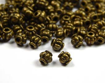 50/100 Pcs - 4mm Antique Bronze Pumpkin Spacer Beads - Lantern Beads - Metal Spacer Beads - Jewelry Supplies - Craft Supplies