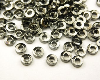 40 Pcs - 6x2mm Gunmetal Spacer Beads - Donut Spacer - Heishi - Spacer Beads - Jewelry Supplies - Craft Supplies