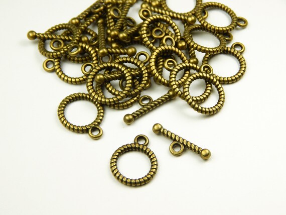5 Sets Antique Bronze Plated Toggle Clasps-750 