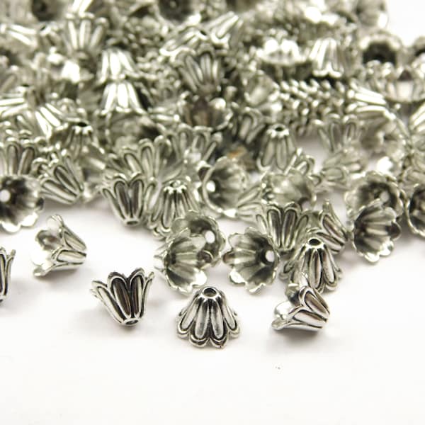 40 Pcs - 7x5mm Antique Silver Bead Caps - Cone - Bead Caps - End Caps - Jewelry Supplies - Craft Supplies