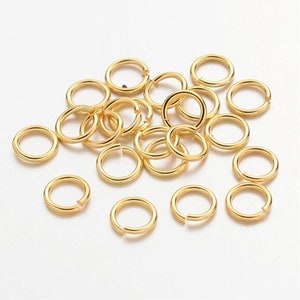 100 Pcs - 7x1mm Gold Brass Open Jump Rings - Jump Rings - 7mm Jump Rings - Closures - Findings - Jewelry Supplies - Craft Supplies