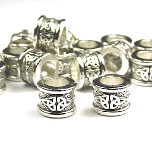 10 Pcs - 10x8mm Antique Silver Spacer Beads - Large Hole - Column - Spacers - Metal Spacer Beads - Jewelry Supplies - Craft Supplies