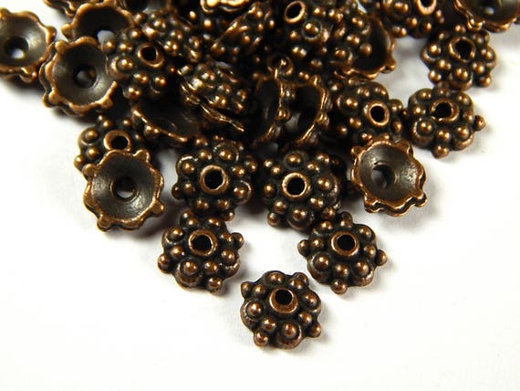 40 Pcs 8x3mm Tibetan Style Copper Bead Caps Bead Caps End