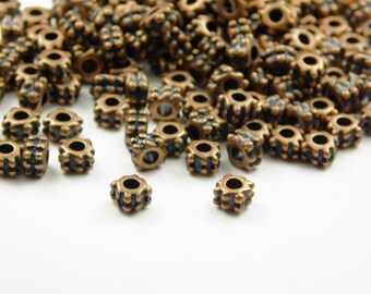 50/100 piezas - Cuentas espaciadoras de cobre antiguo de 4,2 x 3,2 mm - Cuentas redondas - Espaciadores - Cuentas espaciadoras de metal - Suministros de joyería