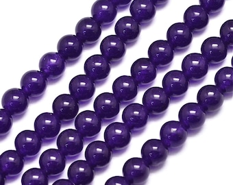 15 Inch Strand - 6mm Round Indigo Purple Malaysia Jade Beads - Gemstone Beads - Jewelry Supplies - Craft Supplies
