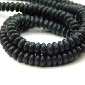 14 Inch Strand - 6.5x3mm Black Frosted Agate Rondelle Beads - Gemstone Rondelle - Gemstone Beads - Jewelry Supplies