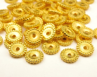 20 Pcs - 12x2mm Gold Disc Spacer Beads - Disc Spacers - Metal Spacer Beads - Jewelry Supplies - Craft Supplies