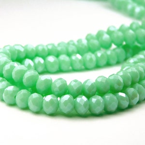 15-1/2 Inch Strand - 6x5mm Faceted Glass Rondelle Beads - Opaque Apple Green AB - Glass Beads - Spacer Beads - Jewelry Supplies