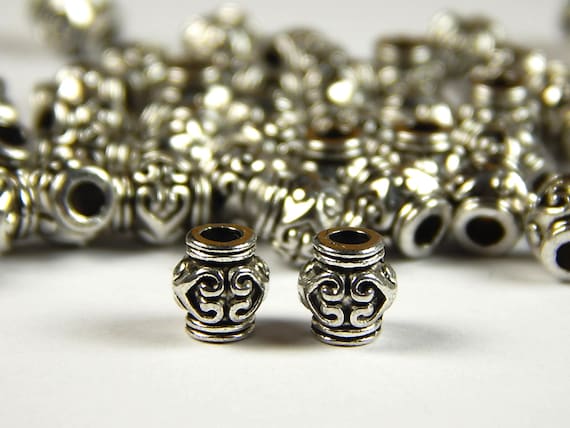 METAL Spacer beads carved Rétro Loose Tibetan Silver Jewelry Findings 7x5mm