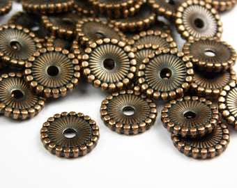 20 Pcs - 12x2mm Antique Copper Disc Spacer Beads - Disc Spacers - Metal Spacer Beads - Jewelry Supplies