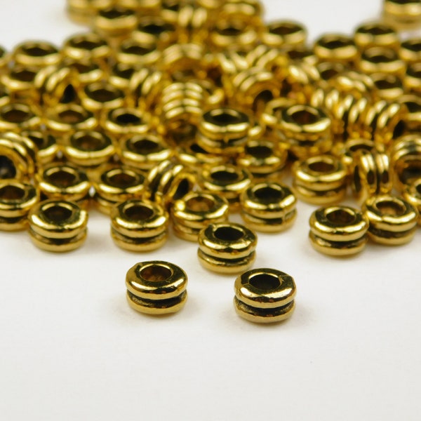 50 Pcs - 5x4mm Antique Gold Spacer Beads - Gold Heishi Beads - Disc Spacers - Metal Spacer Beads - Jewelry Supplies - Craft Supplies