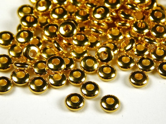 metal spacer beads 50 pcs antique Gold Drum spacer beads 4x4mm