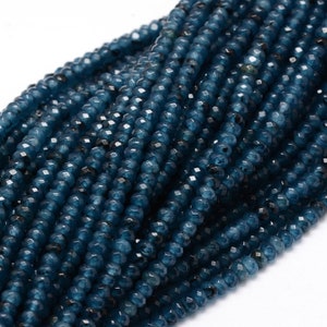 14-1/2 Inch Strand - 4x3mm Faceted Malaysia Jade Rondelle Beads - Marine Blue - Abacus Beads - Gemstone - Jewelry Supplies - Craft Supplies