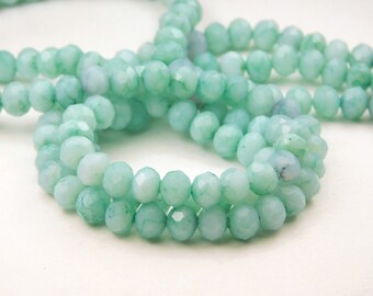 14 Inch Strand - 6x5mm Faceted Glass Imitation Gemstone Rondelle Beads - Turquoise - Jewelry Supplies - Craft Supplies
