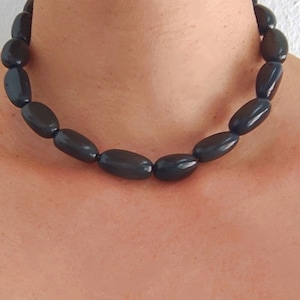 Deep olive green large beads adjustable necklace