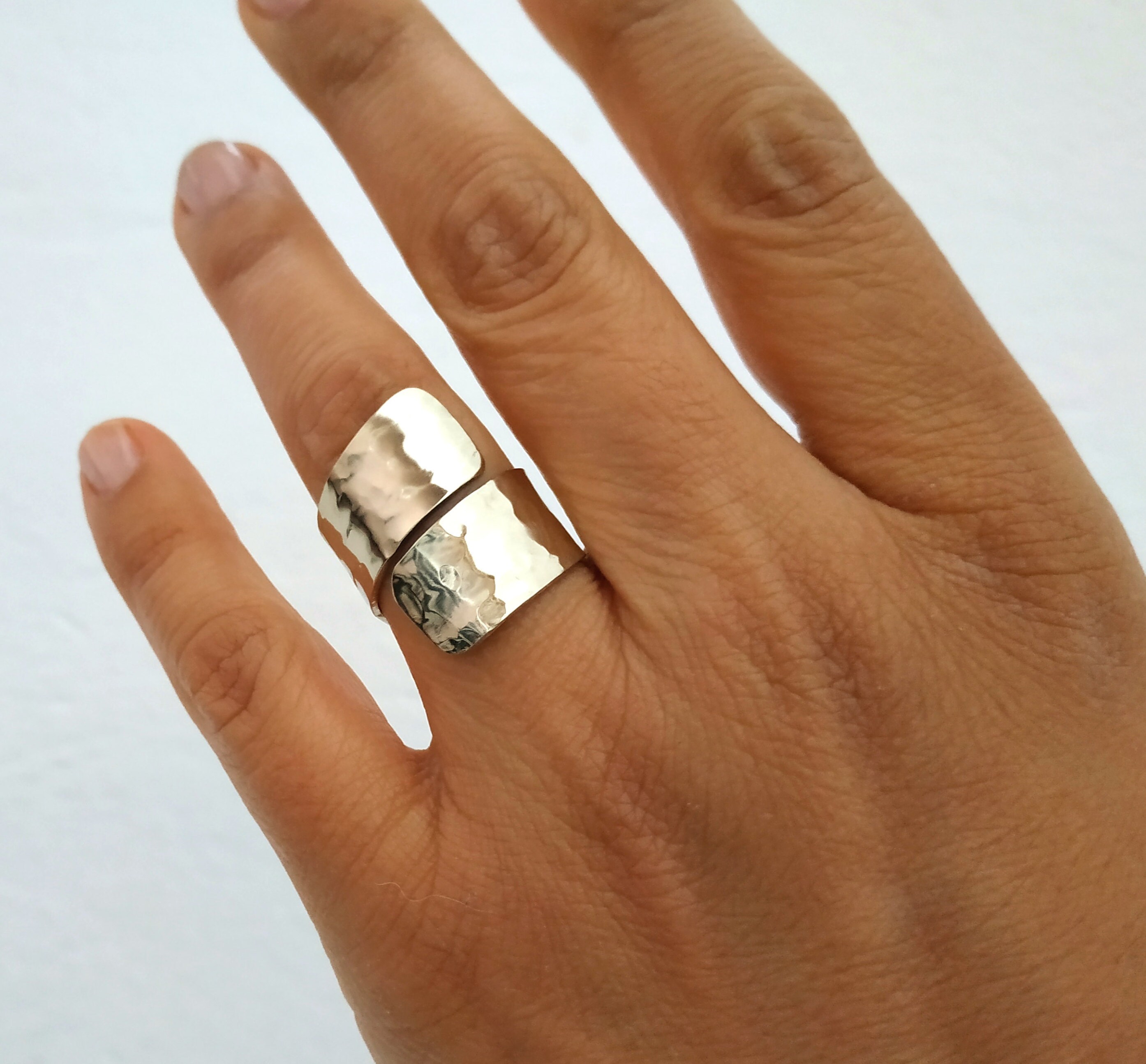 Sterling Silver Wide Band Ring Solid Pinky Wrap Band Ring Etsy UK