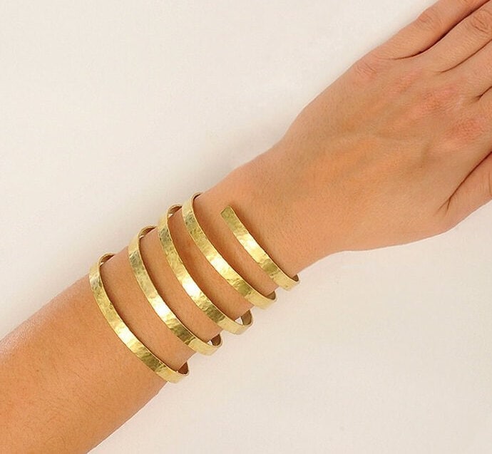 Gold 5 Loops Forearm Cuff , Gladiator Lower Arm Cuff