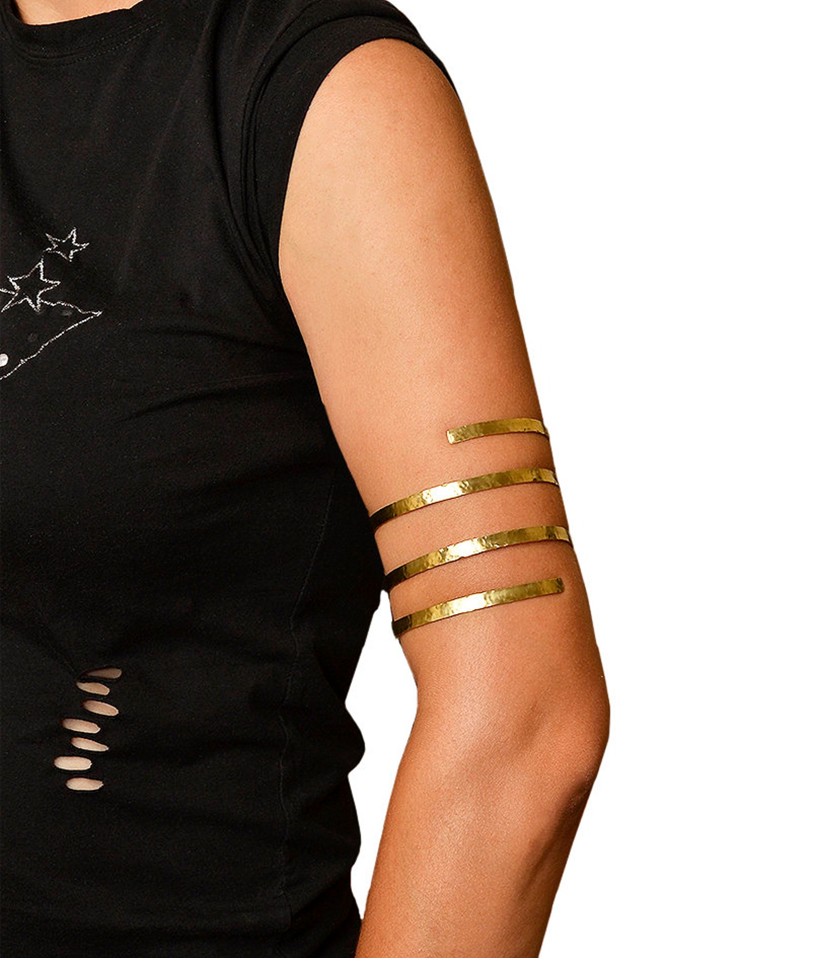 Gold spiral upper arm cuff bracelet simple gypsy arm band Etsy
