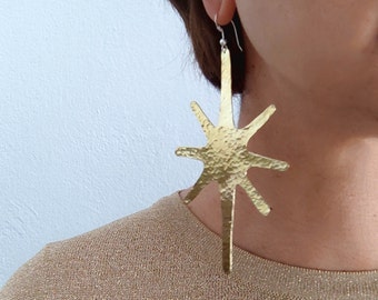 Extra large gold star earrings,  4 inches star earrings, giant star earrings