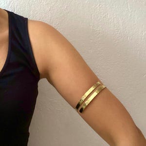 Gold Bicep Cuff Bracelet, Double Upper Arm Cuff , Spiral Gold Bicep Cuff Bracelet, Double Upper Arm Cuff , Spiral