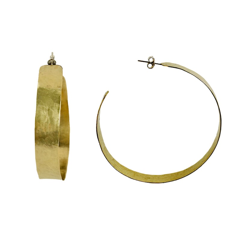 Gold extra large thick hoops XL wide chunky flat large hoops Etsy