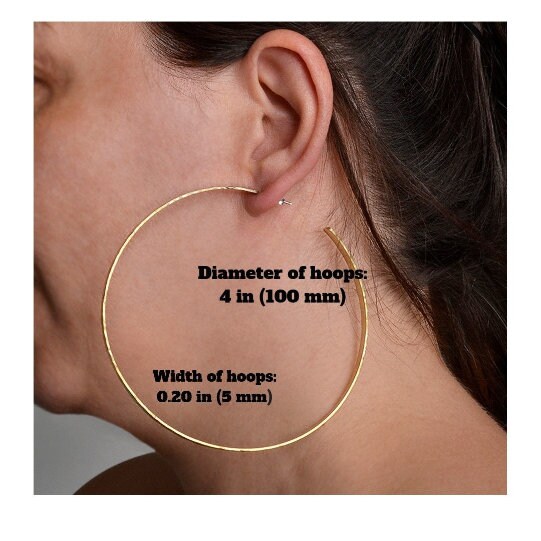 Extra large thin hoop earrings silver or gold 3 inches big Etsy