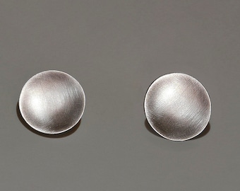 Sterling silver circle earrings, large button stud earrings, disc modern earrings