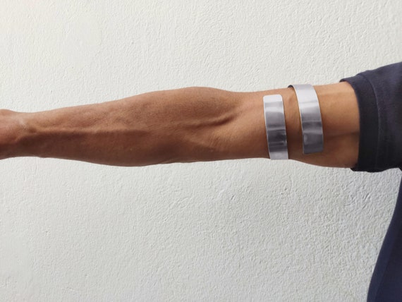 Sterling Silver Men Bicep Cuff Bracelet Bold Upper Arm Band for Men Silver Men Massive Wrapped One Loop Armlet Etsy Canada