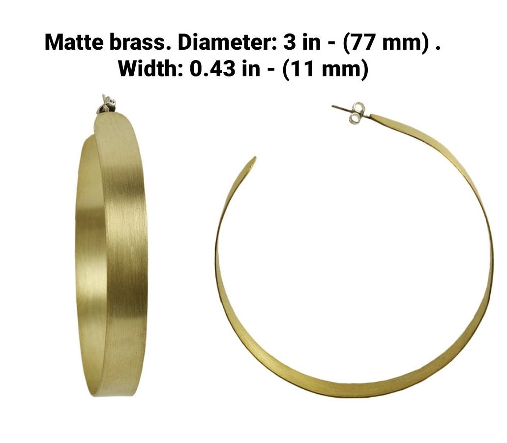 Gold extra large thick hoops XL wide chunky flat large hoops Etsy